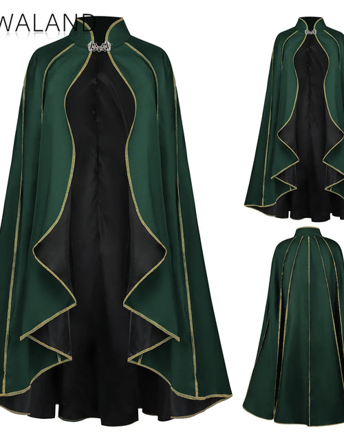 Load image into Gallery viewer, Medieval Wizard Cloak - Green Cosplay Robe for Halloween &amp; Parties
