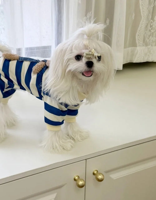 Load image into Gallery viewer, Kawaii Pet Pajamas - Striped Winter Jumpsuit for Small Dogs
