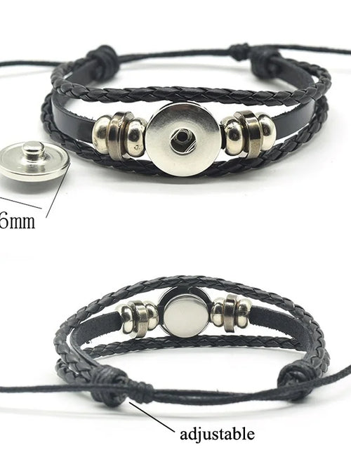 Load image into Gallery viewer, Steampunk Luminous Bracelet - Northern Lights Glass Cabochon Leather Bangle
