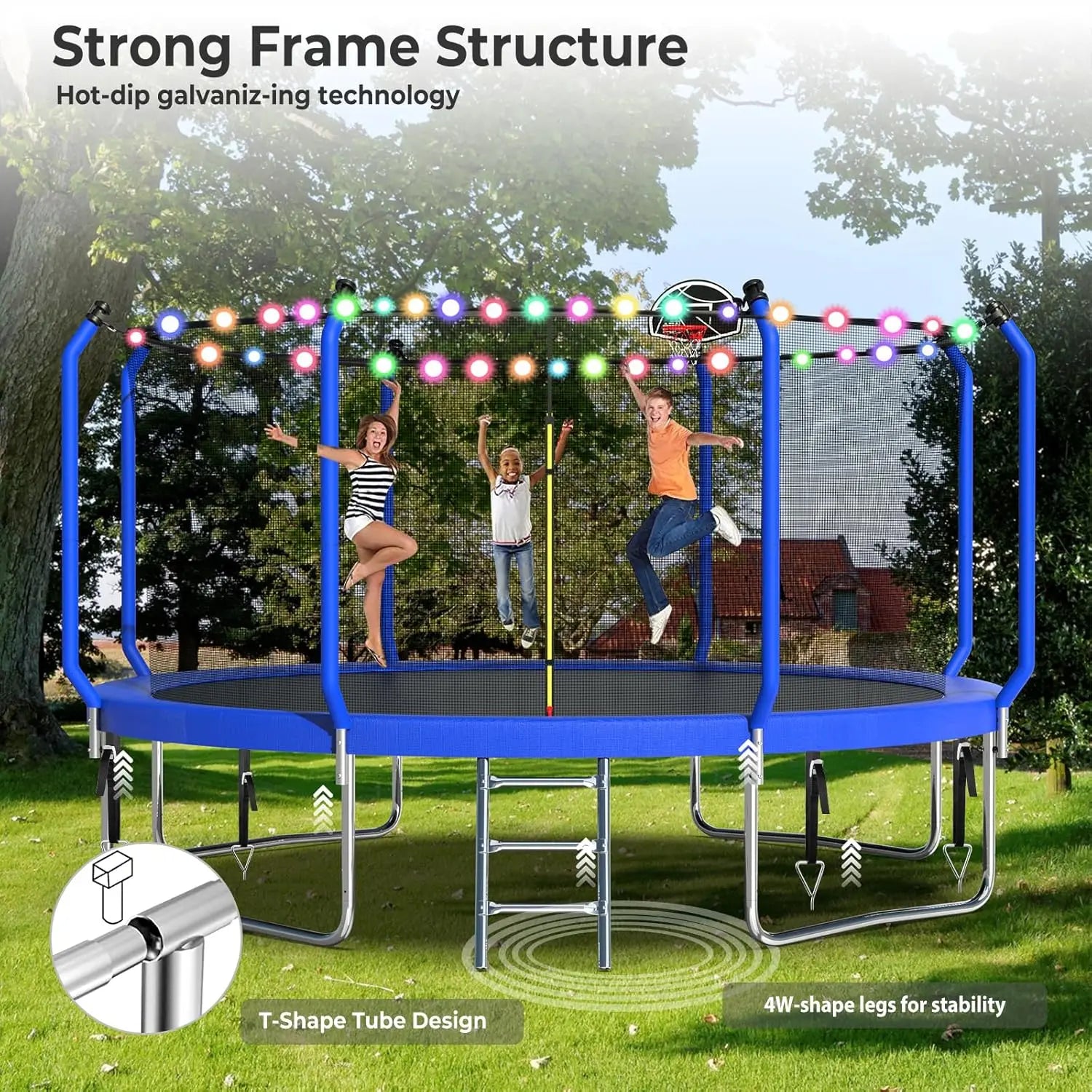 Upgraded Trampoline with Basketball Hoop - 8FT to 14FT Outdoor Backyard