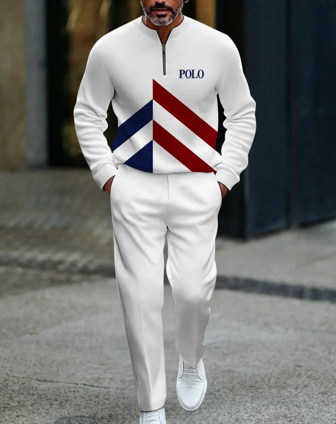 3D Printed Tracksuit Set - Half Zip Sweatshirt & Pants