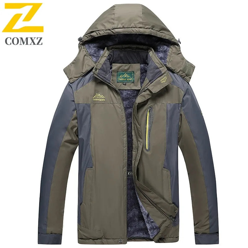 Men's Thermal Fleece-Lined Waterproof Windproof Mountaineering Parka with Graphene Heating