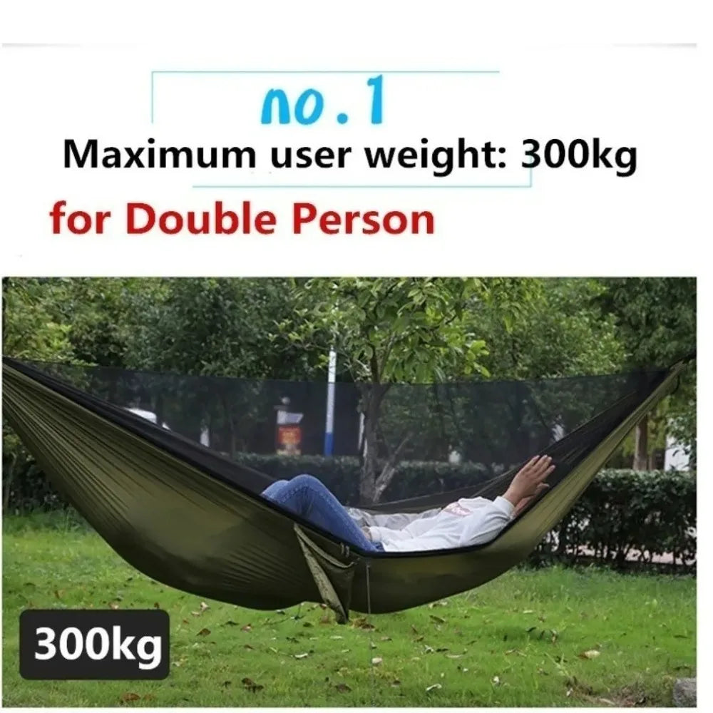 Outdoor Camping Hammock with Mosquito Net - Lightweight Parachute Fabric