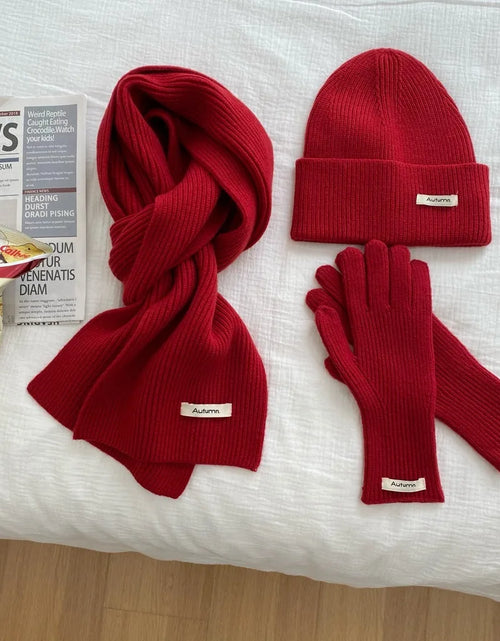 Load image into Gallery viewer, Women's Knitted Hat, Scarf &amp; Glove Set - Warm Winter Accessories
