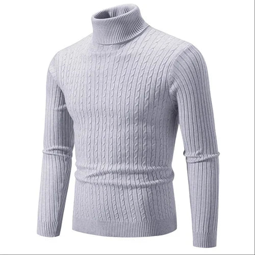 Men's Turtleneck Sweater 2025 - Solid Colour Casual Pullover Top