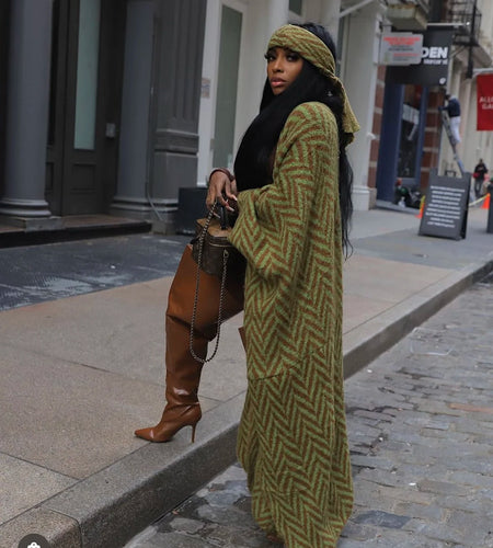 Women's African Print Kimono Cardigan - Luxury Long Winter Jacket