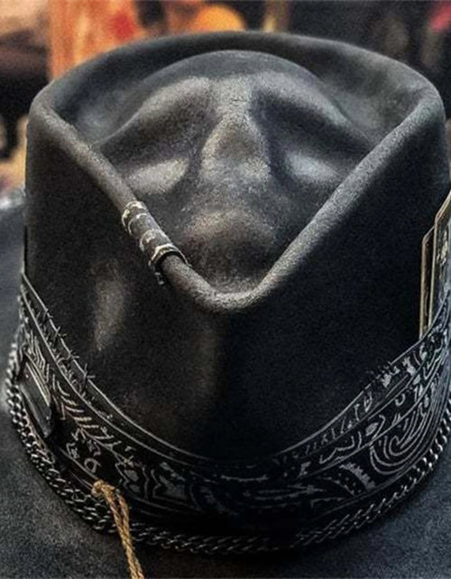 Load image into Gallery viewer, Black Gothic Cowboy Hat - Skull Halloween Party Festival Headwear

