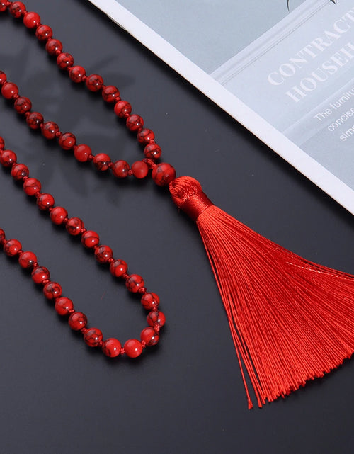Load image into Gallery viewer, 08 Bead Red Turquoise Japamala Necklace - Buddhist Prayer Mala Jewelr
