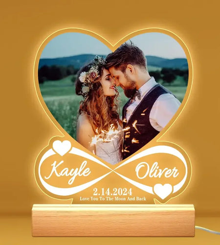 Personalized Acrylic Photo Plaque with Night Light - Custom Couple Gift
