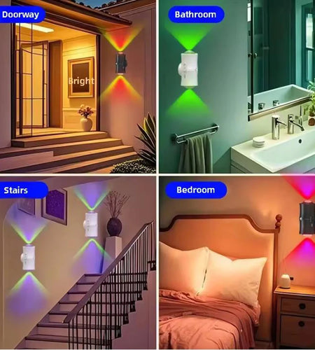 RGB 7colors Motion Sensor LED Night Light USB Charging Intelligent Human Induction Double Head Cabinet Lamp Kitchen Stairs Light