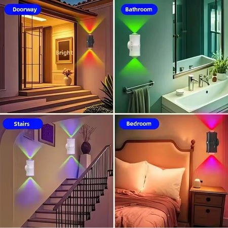 RGB 7colors Motion Sensor LED Night Light USB Charging Intelligent Human Induction Double Head Cabinet Lamp Kitchen Stairs Light