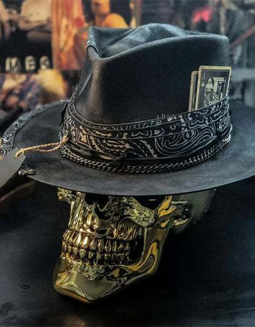 Load image into Gallery viewer, Black Gothic Cowboy Hat - Skull Halloween Party Festival Headwear
