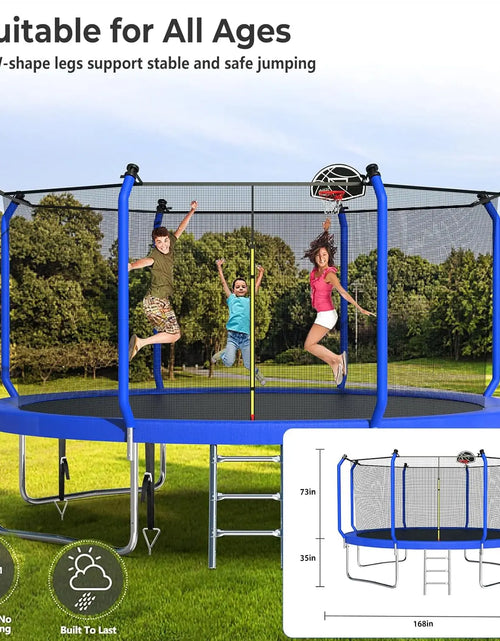 Load image into Gallery viewer, Upgraded Trampoline with Basketball Hoop - 8FT to 14FT Outdoor Backyard
