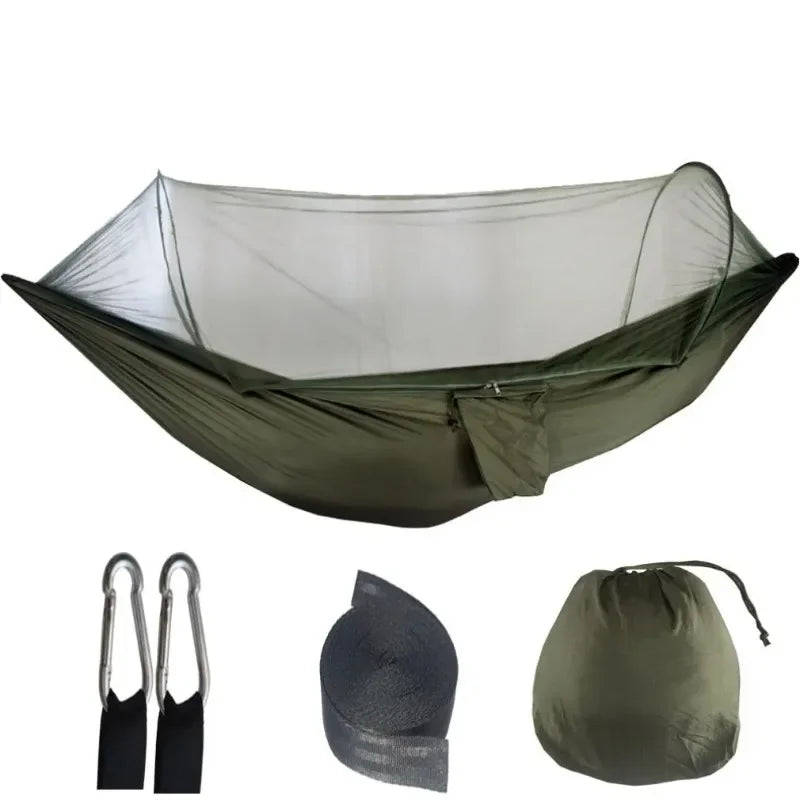 Outdoor Camping Hammock with Mosquito Net - Lightweight Parachute Fabric