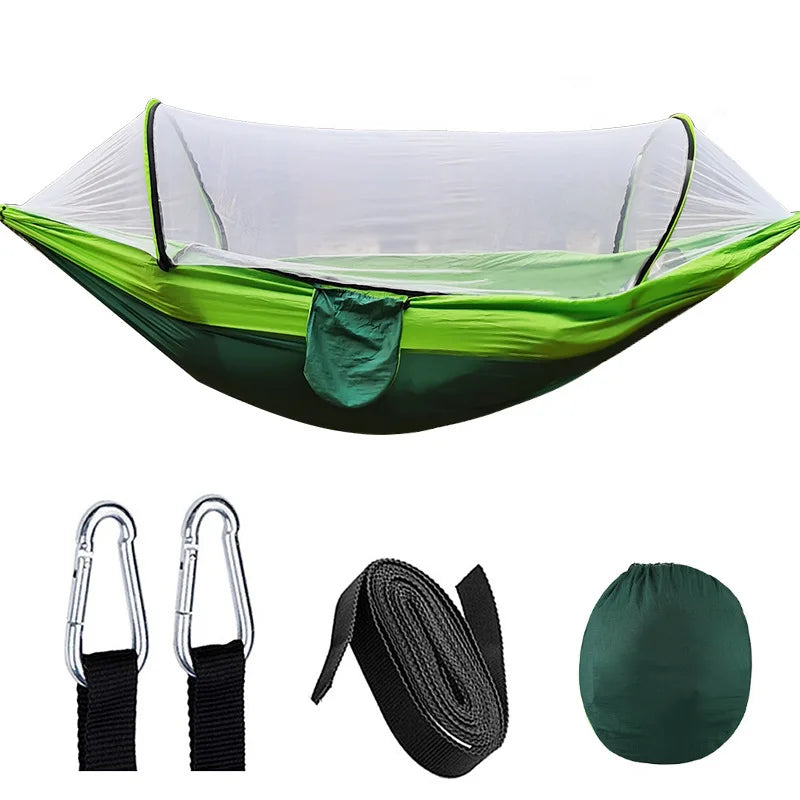 Outdoor Camping Hammock with Mosquito Net - Lightweight Parachute Fabric