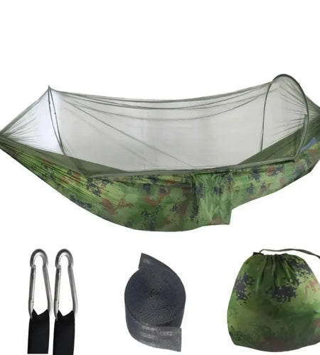 Outdoor Camping Hammock with Mosquito Net - Lightweight Parachute Fabric