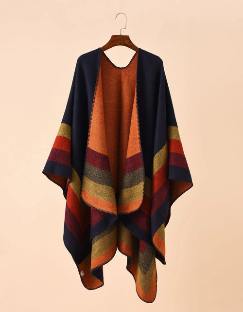 Load image into Gallery viewer, Women's Winter Plaid Poncho Cape - Oversized Cashmere Pashmina Shawl
