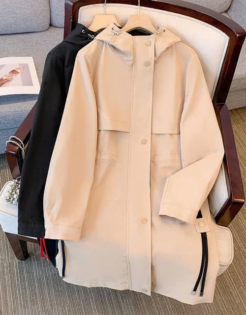 Load image into Gallery viewer, plus Size Women's Hooded Windbreaker Jacket 60-175 Kg Casual Rustic Long Fall/Winter Fashion Outerwear
