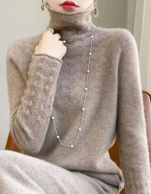 Load image into Gallery viewer, Women's 100% Merino Wool Pullover Sweater - High Neck Winter Sweater
