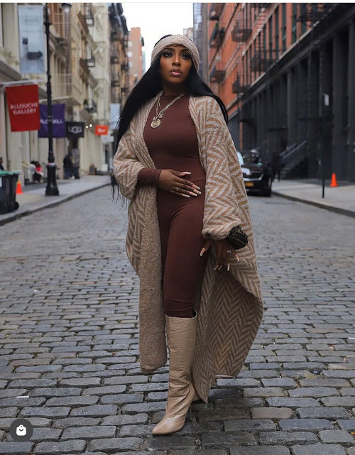 Load image into Gallery viewer, Women's African Print Kimono Cardigan - Luxury Long Winter Jacket
