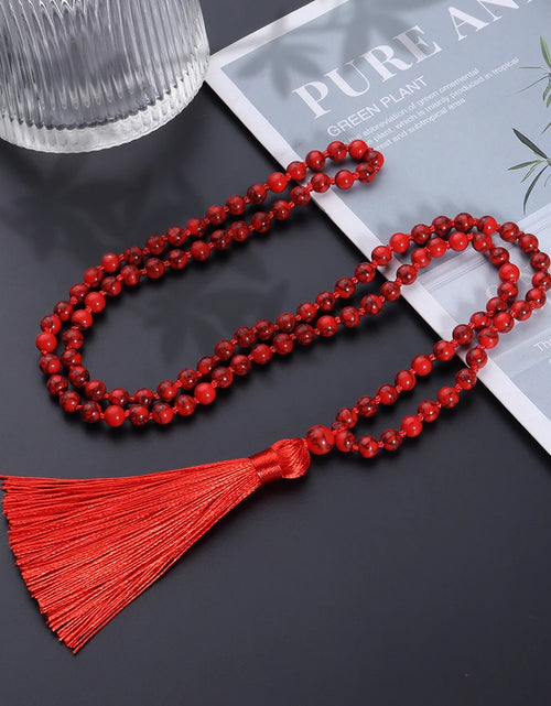 Load image into Gallery viewer, 08 Bead Red Turquoise Japamala Necklace - Buddhist Prayer Mala Jewelr
