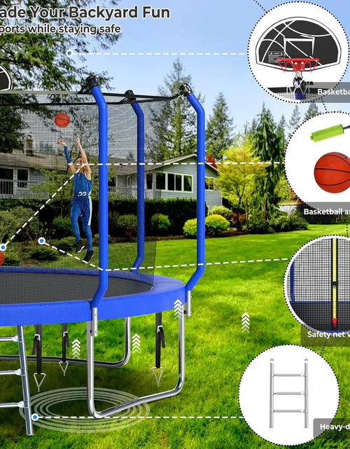Load image into Gallery viewer, Upgraded Trampoline with Basketball Hoop - 8FT to 14FT Outdoor Backyard
