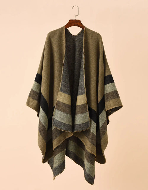 Load image into Gallery viewer, Women's Winter Plaid Poncho Cape - Oversized Cashmere Pashmina Shawl

