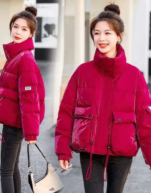 Load image into Gallery viewer, Women's Green Glossy Down Cotton Parka - Short Winter Jacket 2025
