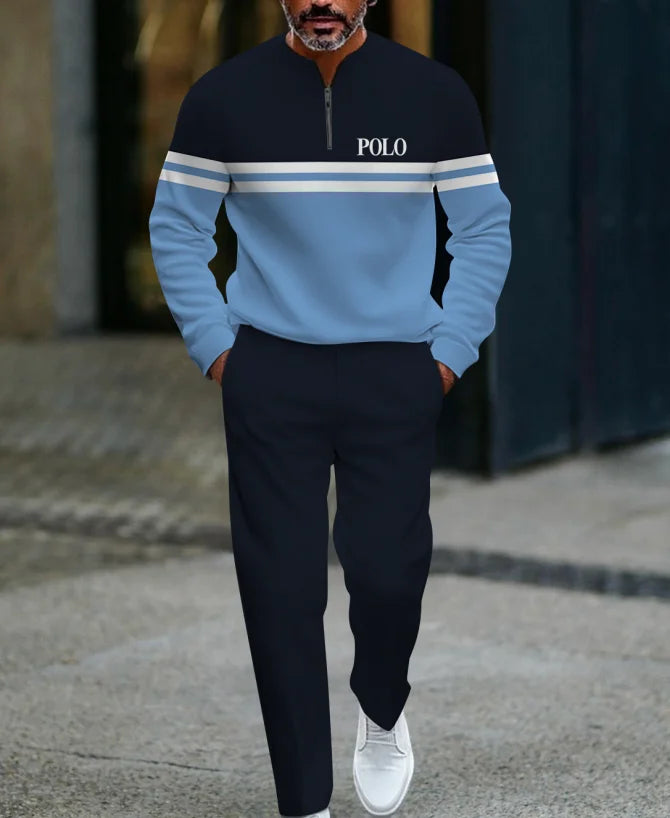 3D Printed Tracksuit Set - Half Zip Sweatshirt & Pants