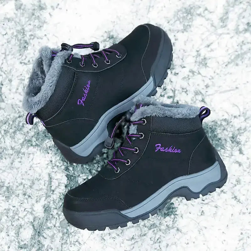 Women's Warmed Trekking Shoes - Insulated Hiking Sneakers Wide Fit