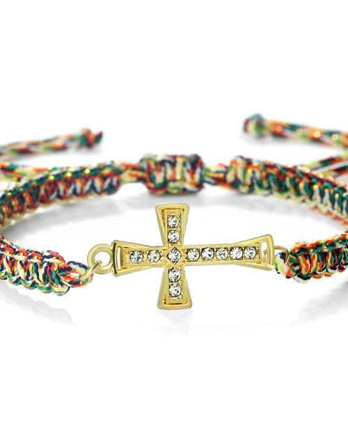 Load image into Gallery viewer, Red Thread Crystal Cross Bracelet - Christian Prayer &amp; Meditation Jewelry
