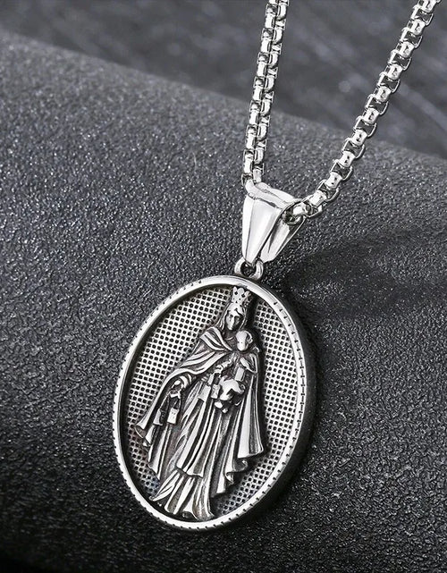 Load image into Gallery viewer, Vintage Christian Jesus Necklace for Men - Stainless Steel Coin Pendant
