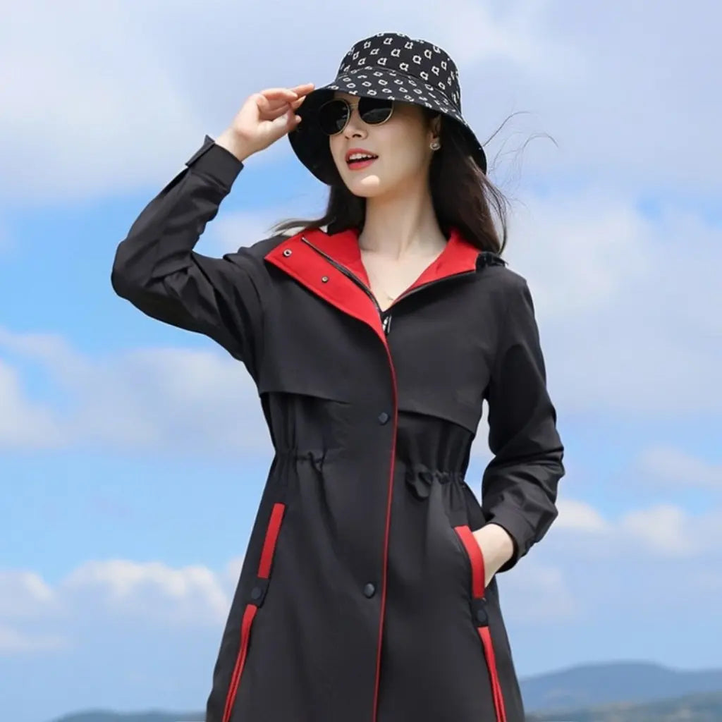 plus Size Women's Hooded Windbreaker Jacket 60-175 Kg Casual Rustic Long Fall/Winter Fashion Outerwear