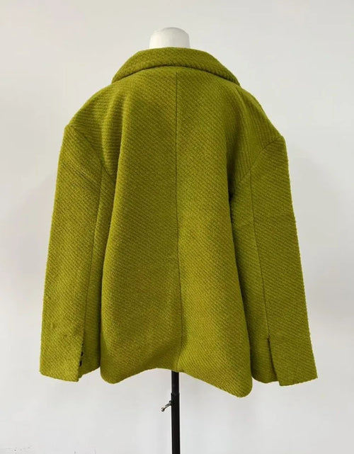 Load image into Gallery viewer, Insozkdg Mustard Green Woolen Women Jackets 2025 New Autumn Winter High-end Sense Loose Mid-length Casual Coat Women Clothing
