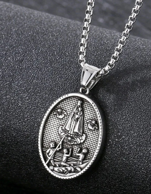 Load image into Gallery viewer, Vintage Christian Jesus Necklace for Men - Stainless Steel Coin Pendant
