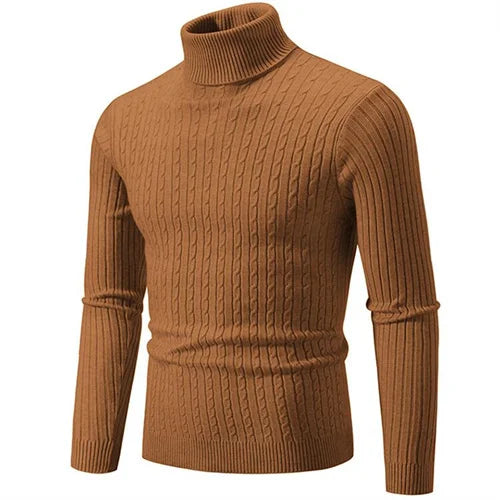Men's Turtleneck Sweater 2025 - Solid Colour Casual Pullover Top