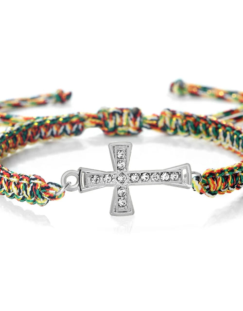 Load image into Gallery viewer, Red Thread Crystal Cross Bracelet - Christian Prayer &amp; Meditation Jewelry
