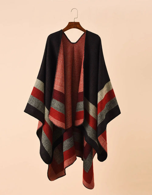 Load image into Gallery viewer, Women's Winter Plaid Poncho Cape - Oversized Cashmere Pashmina Shawl
