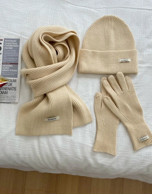 Load image into Gallery viewer, Women's Knitted Hat, Scarf &amp; Glove Set - Warm Winter Accessories
