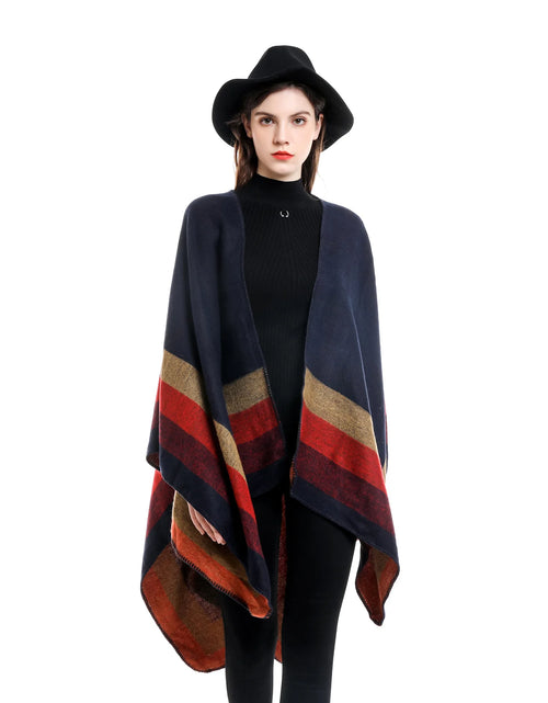 Load image into Gallery viewer, Women's Winter Plaid Poncho Cape - Oversized Cashmere Pashmina Shawl
