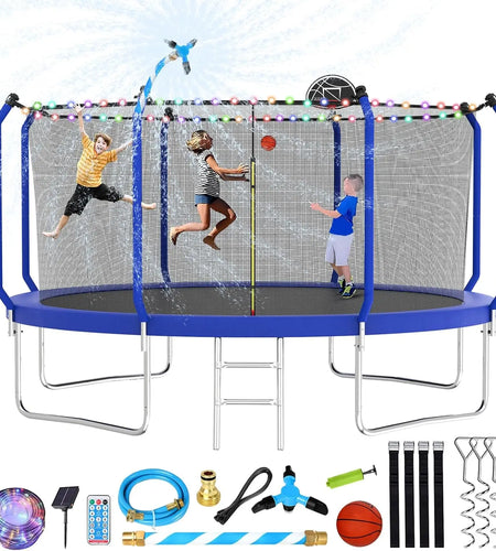 Upgraded Trampoline with Basketball Hoop - 8FT to 14FT Outdoor Backyard