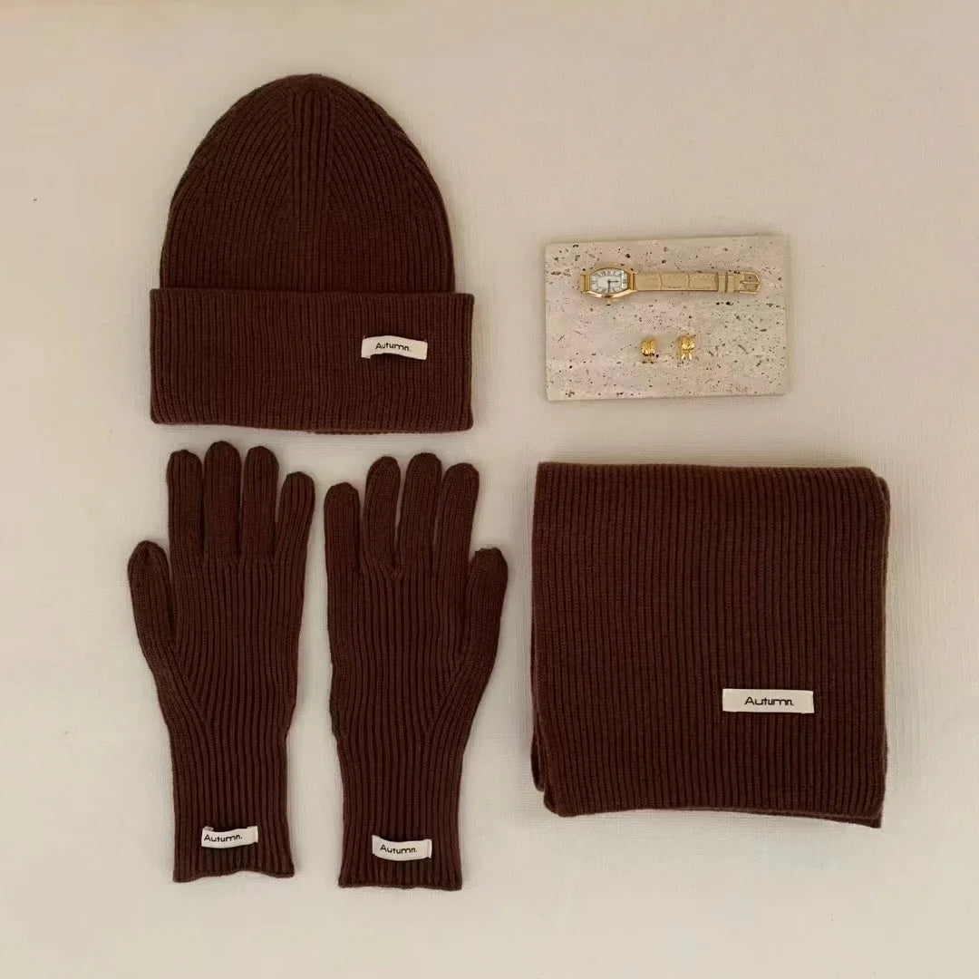 Women's Knitted Hat, Scarf &amp; Glove Set - Warm Winter Accessories