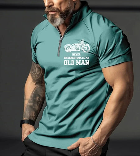 Vintage Short Sleeve Men's Polo Shirts Motorcycle 3D