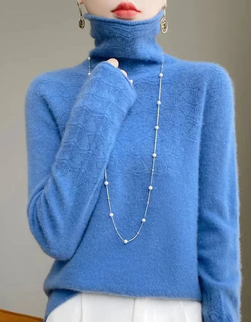 Load image into Gallery viewer, Women's 100% Merino Wool Pullover Sweater - High Neck Winter Sweater
