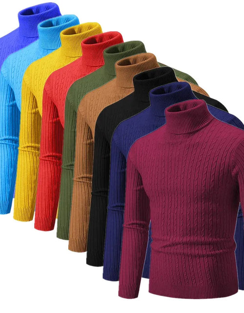 Load image into Gallery viewer, Men's Turtleneck Sweater 2025 - Solid Colour Casual Pullover Top
