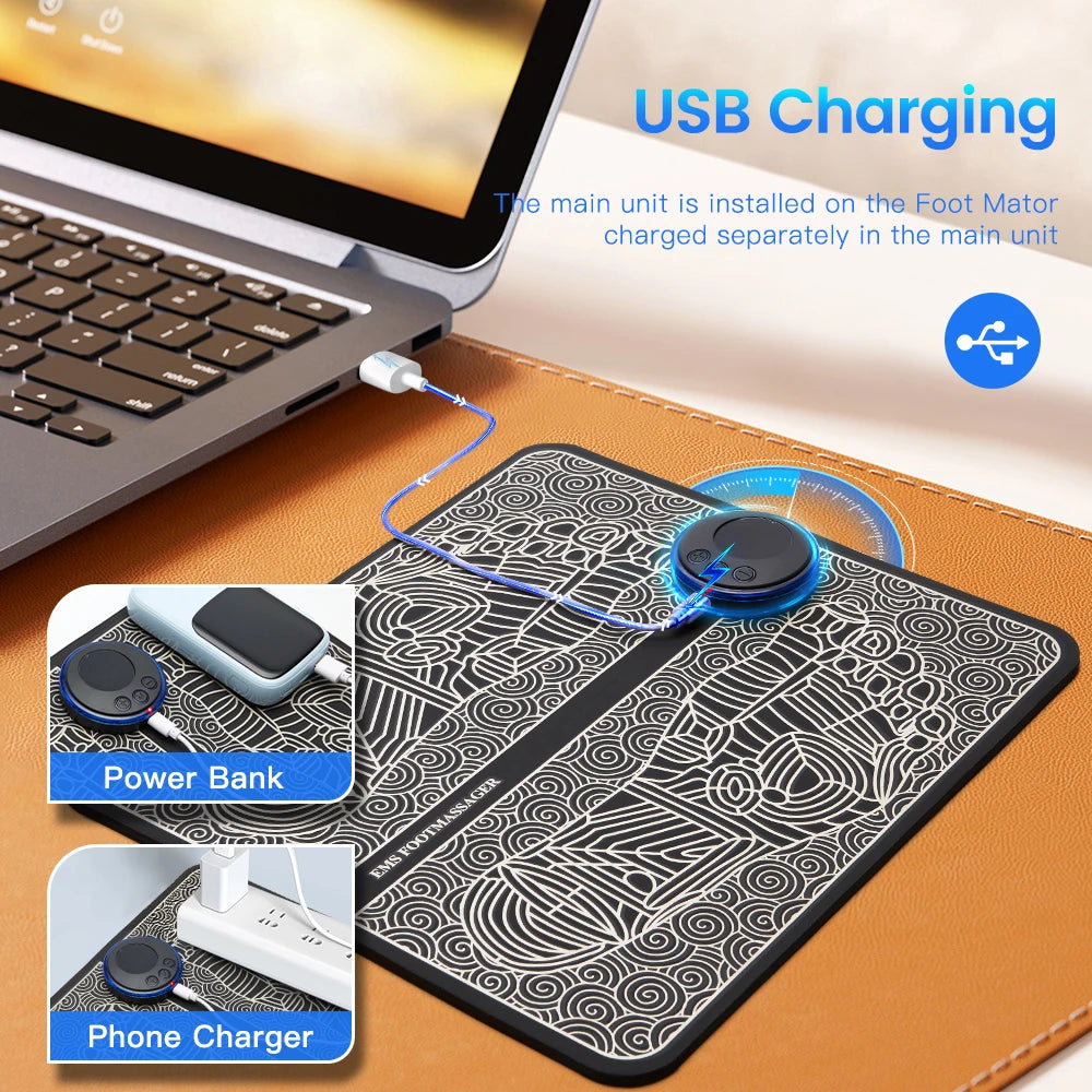 Electric EMS Foot Massager Pad - Pain Relief &amp; Blood Circulation Mat