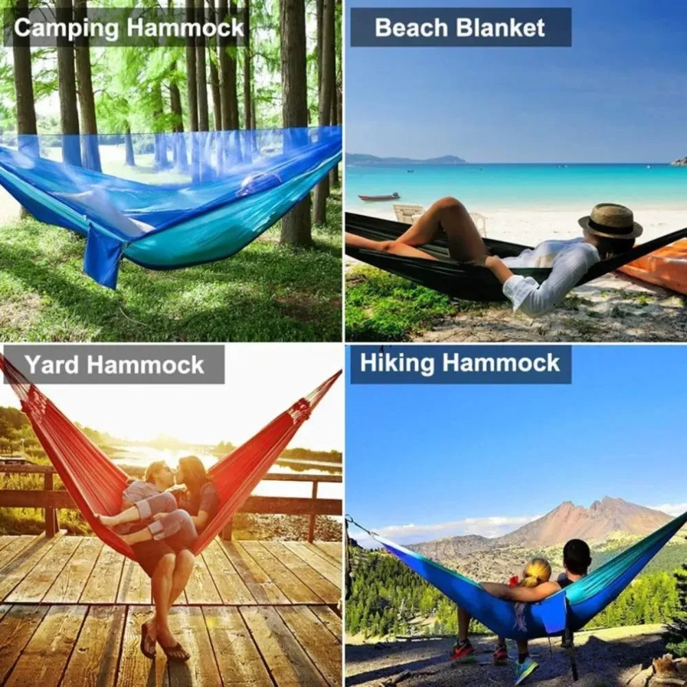 Outdoor Camping Hammock with Mosquito Net - Lightweight Parachute Fabric