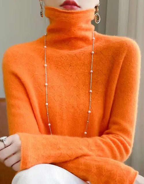 Load image into Gallery viewer, Women's 100% Merino Wool Pullover Sweater - High Neck Winter Sweater
