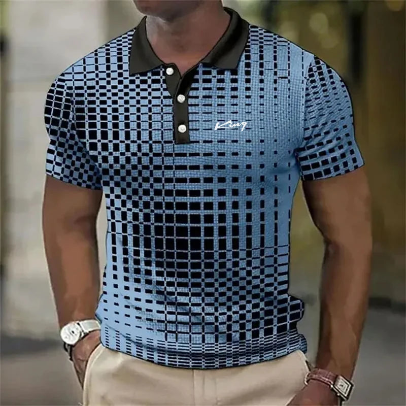 Men's Polyester Polo Shirt - Casual Solid Color Short Sleeve Summer Top