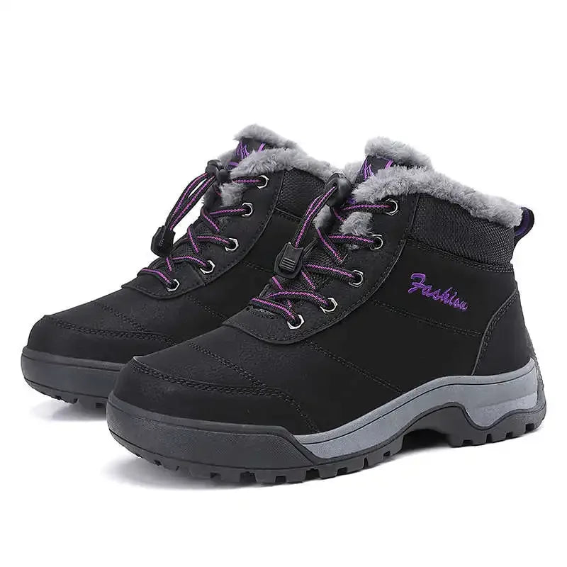 Women's Warmed Trekking Shoes - Insulated Hiking Sneakers Wide Fit